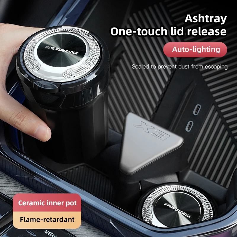 

Car Ashtray LED Light Portable Cigarette Cigar Ash Cup For BMW Performance E39 E90 E60 E46 G22 G32 F25 F20 F40 F36 G30 G20 G05