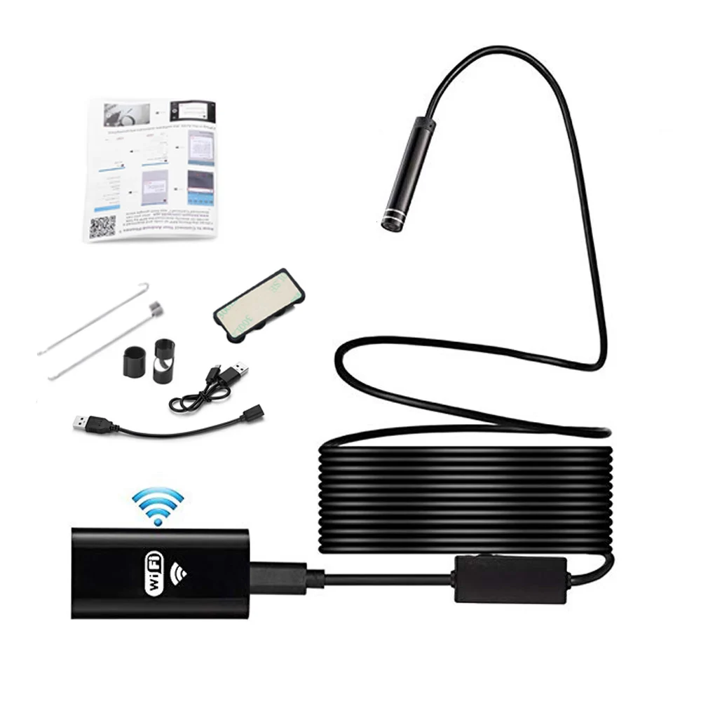 Wifi inspection camera 2M/5M/10M 8mm Lens 2MP 720P Soft USB Flexible  Wire Android IOS PC 8LED Inspection Endoscope Camera