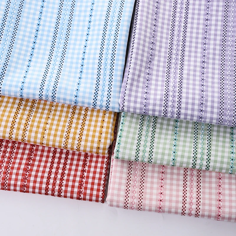 0.5/1/2M Checkered Printed Fabric Colorful Grid Cloth New Check Printing for Sewing Dress,Shirt,Picnic Tablecloth Handmade DIY