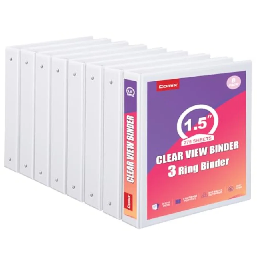 

Durable.5 3 Ring Binder with Clear Cover.5" Round View Binder with Interior Pockets 300 Sheets Capacity of US Letter Size Paper