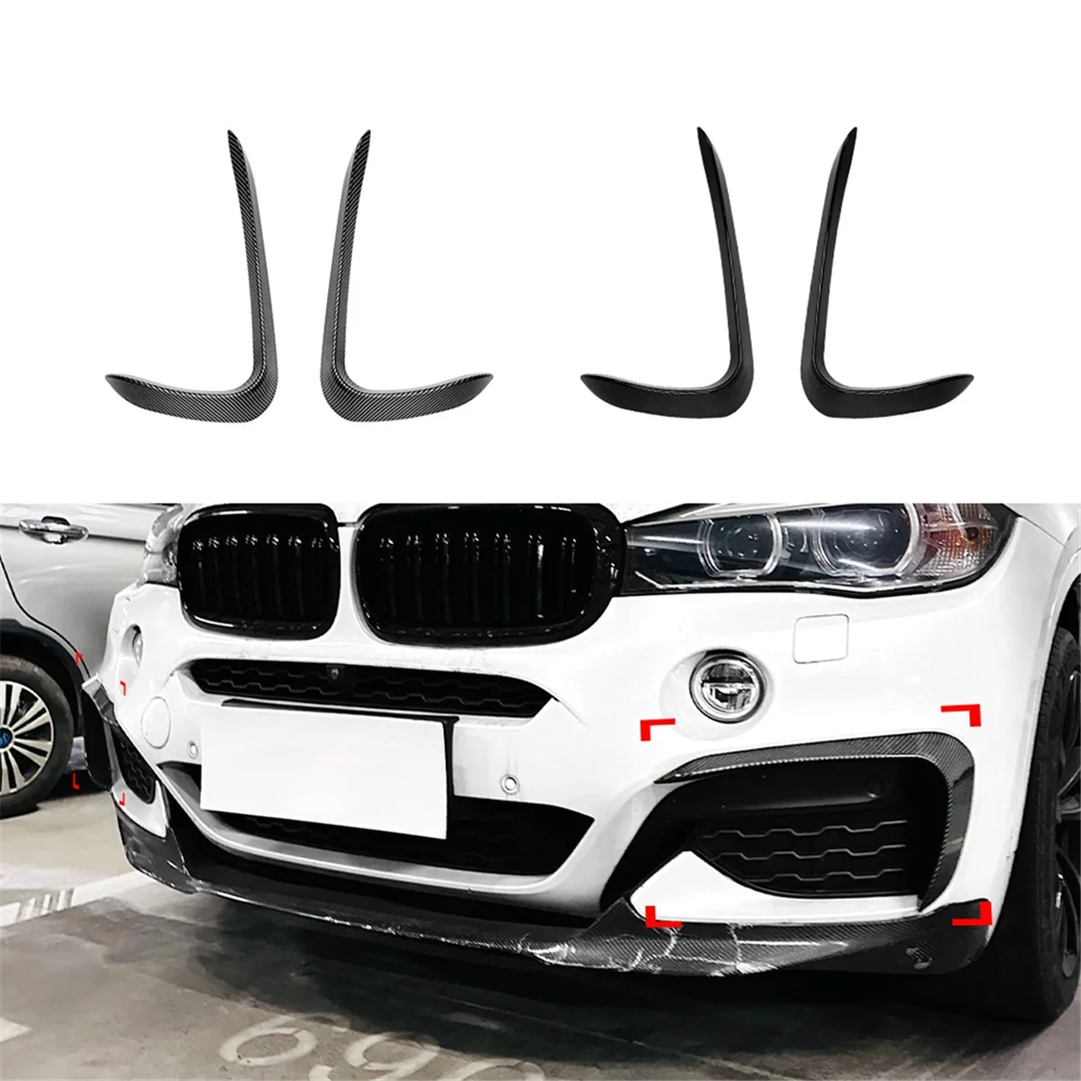 Car Front Bumper Splitter Spoiler Trim Fog Light Canard for X6 F16 2015-2019 Car Decoration Parts,A