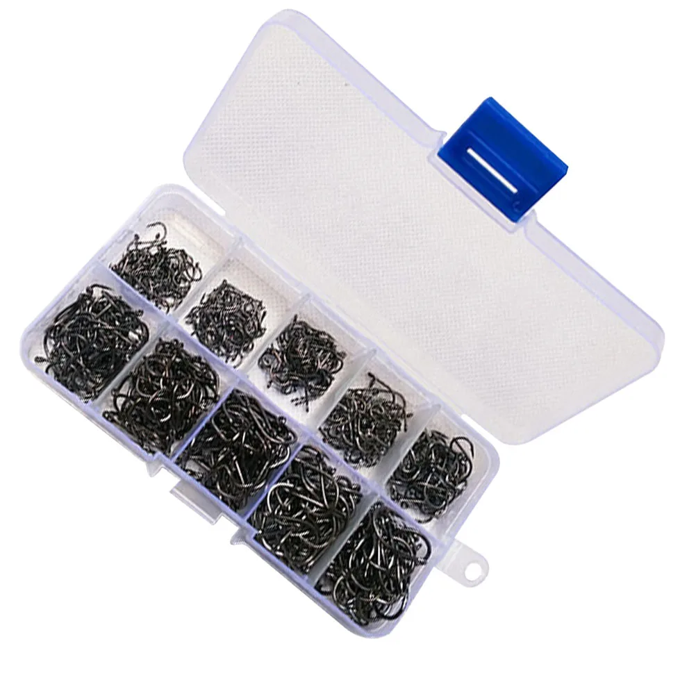 

500 Pcs Fish Hook Set Durable Lightweight Anti Rust Fishing Hooks Outdoor Small Grid Box Design Easy Assemble Metal Plastic