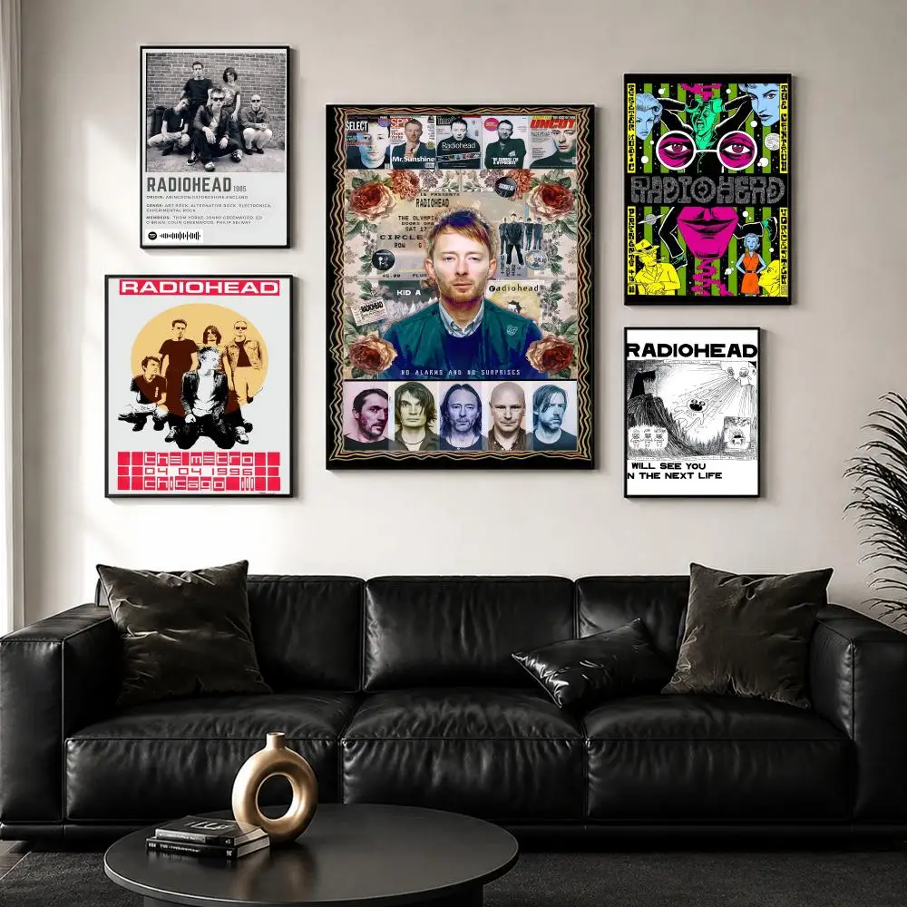 Art Rock Band R-Radiohead Music Poster Sticker Self Adhesive for Playroom Bedroom Hallway Home Wall Art Decor Gift