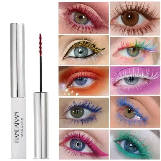 12 Color Mascara Waterproof Fast Dry Eyelashes Curls Extension Make-Up Eyelashes Blue Red Purple Black White Gold Ink Mascara