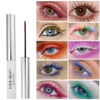 Máscara de pestañas de 12 colores, resistente al agua, de secado rápido, extensión de rizos, maquillaje de pestañas, máscara de tinta azul, rojo, púrpura, negro, blanco y dorado