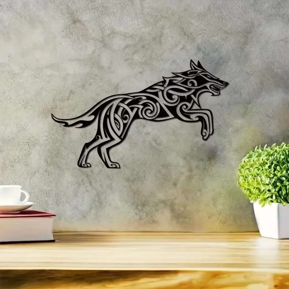 1pc Viking Wolf Metal Wall Décor - Exquisite Viking Wall Art for Celtic - themed Spaces, an Ideal Wall  for Viking Enthusiasts