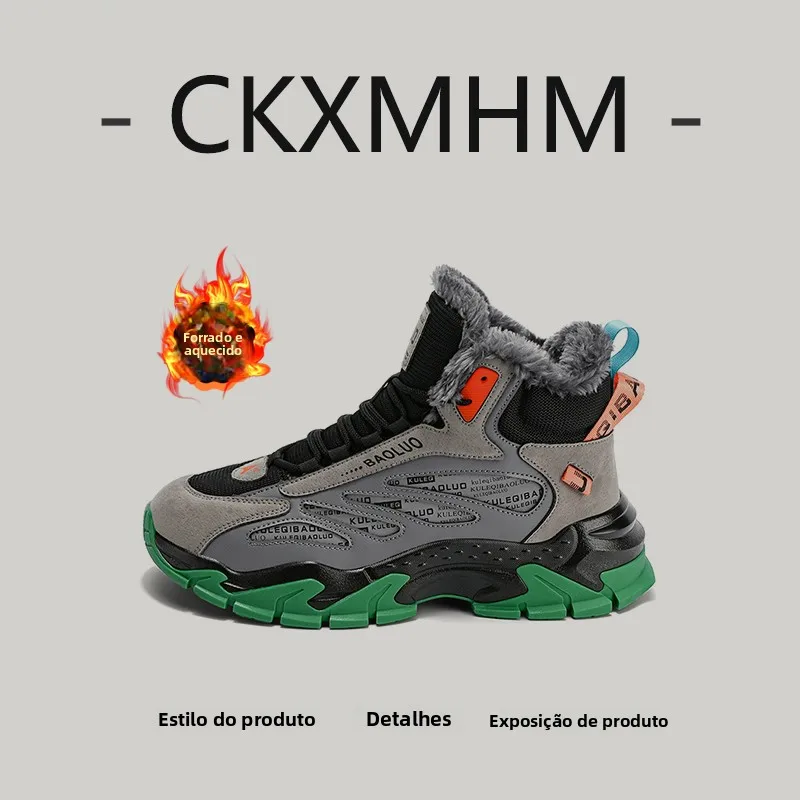 bottes-de-travail-montantes-pour-hommes-hiver-doublees-polaire-polyvalentes-pour-l'exterieur-style-decontracte-bout-rond-semelle-exterieure-en-caoutchouc-color-block