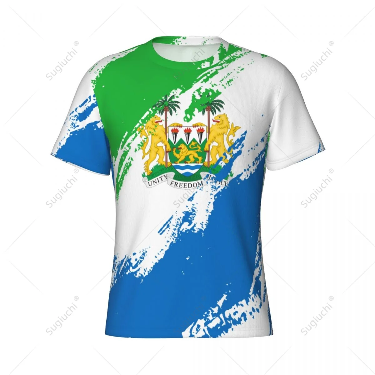 Custom Name Nunber Sierra Leone Flag Color Men Tight Sports T-shirt Women Tees jersey For Soccer Football Fans