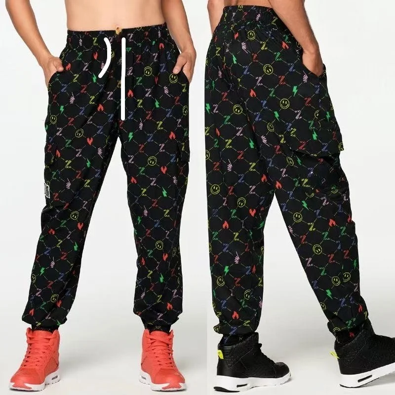 

25 year new MOTO hip-hop unisex loose 3D color printed mesh sports casual pants