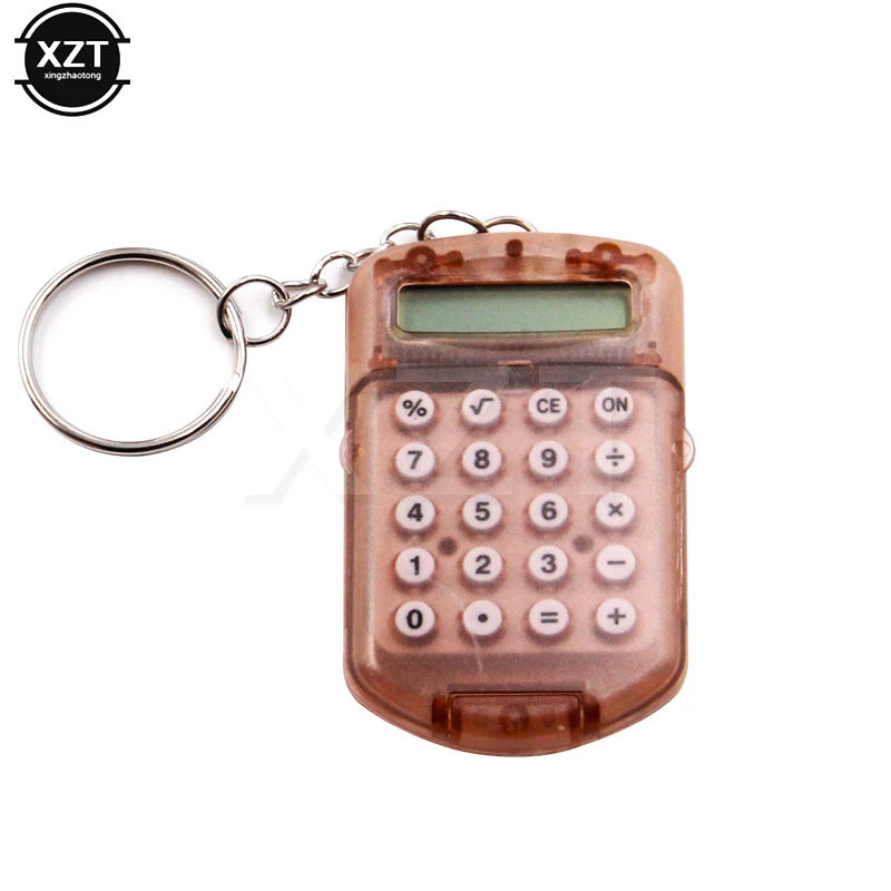 Keyring Digits Electronic Calculator Clamshell Replacement Battery Mini Card Calculator Keychain Cute Portable Random Color