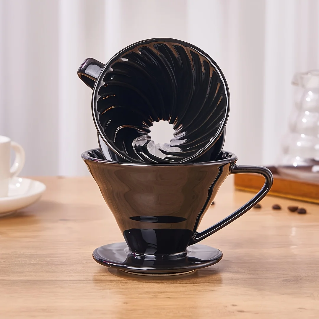 Juego de Filtro de Café de Cerámica para Verter – Embudo con Filtro Cónico para Café Molido – Cafetera Portátil para Viajes y Filtro de Malla