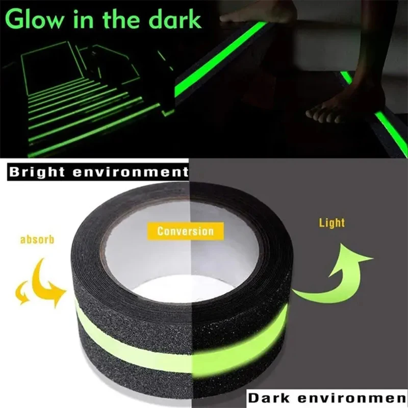 Luminous Anti Slip Tape Waterproof Glow in Dark Non-slip Traction Safety Warning Tape For Stair Tread Step Indoor Outdoor