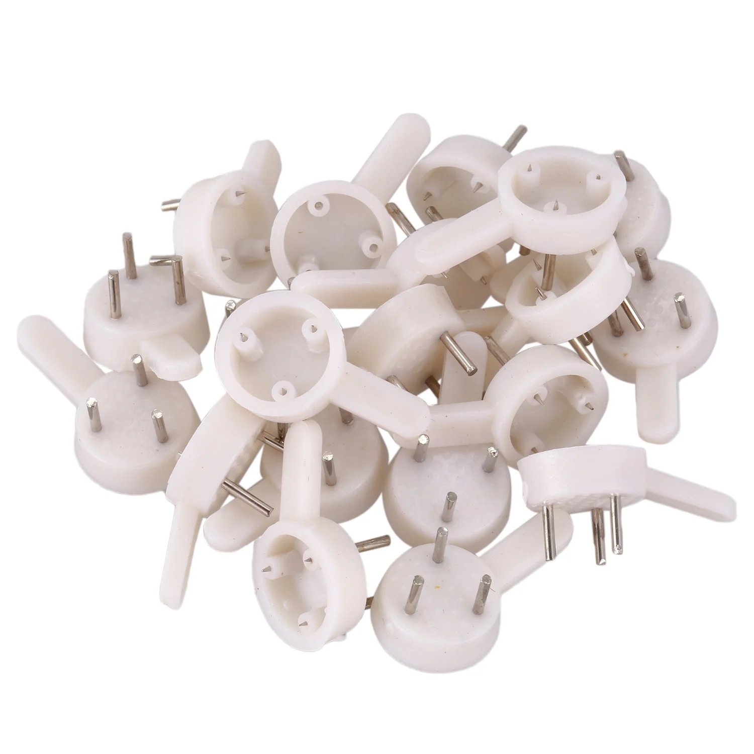 20 pcs plastic heavy wall picture frame hooks hangers 3-pin small white