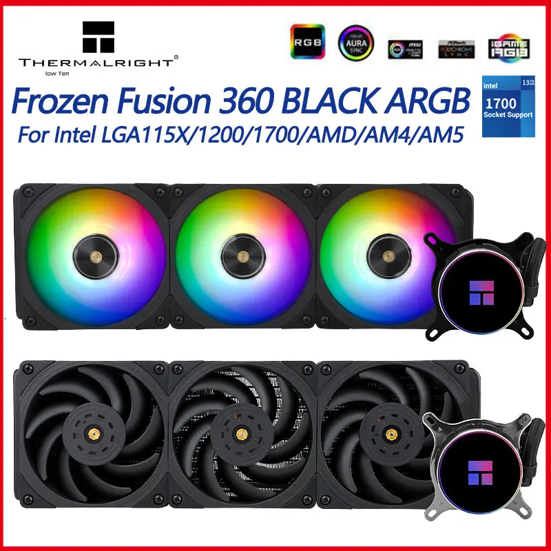 Thermalright Frozen Fusion 360 BLACK ARGB CPU Liquid Cooler 5V 3PIN CPU Fan Water Cooling Radiator For LGA1700 115x AMD AM4 AM5