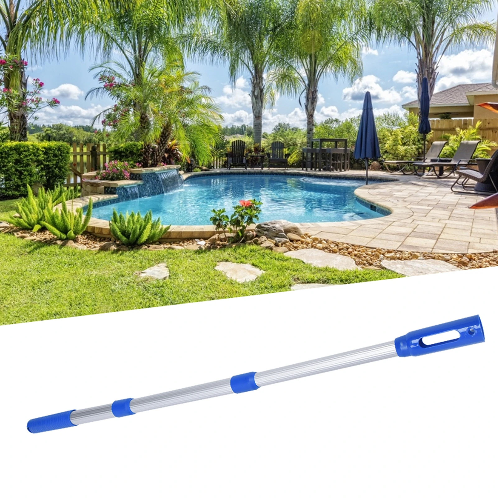 Swimming Pool Telescopic Rod Cleaning Accessories for Pool Skimming Net Rake Brush