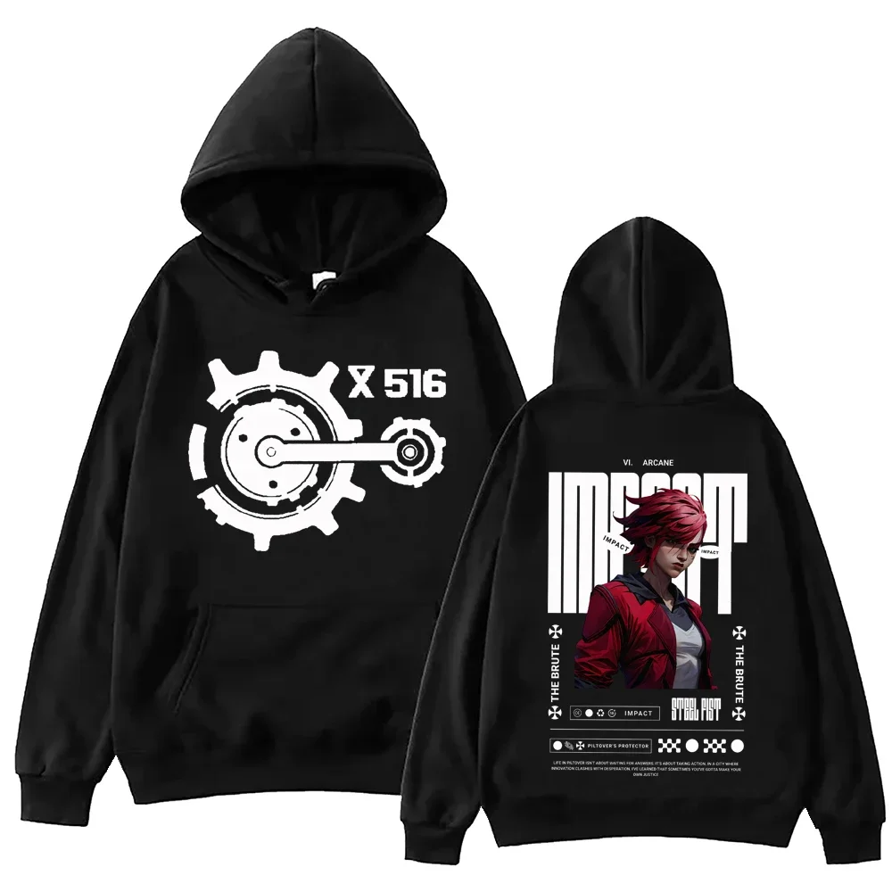 2025 caliente Anime Arcane-Vi Sudadera con capucha Harajuku Hip Hop pulóver Tops sudadera Fans regalo Casual mujer Harajuku Sudadera con capucha mujer suéter