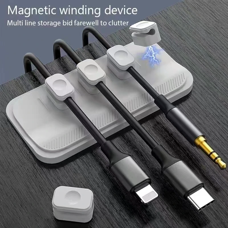 Magnetic Mouse Wire Organizer Desktop Cable Clip Protector Cord Winder Row Plug Self-Adhesive Fixed USB Charging Line Holder byJ