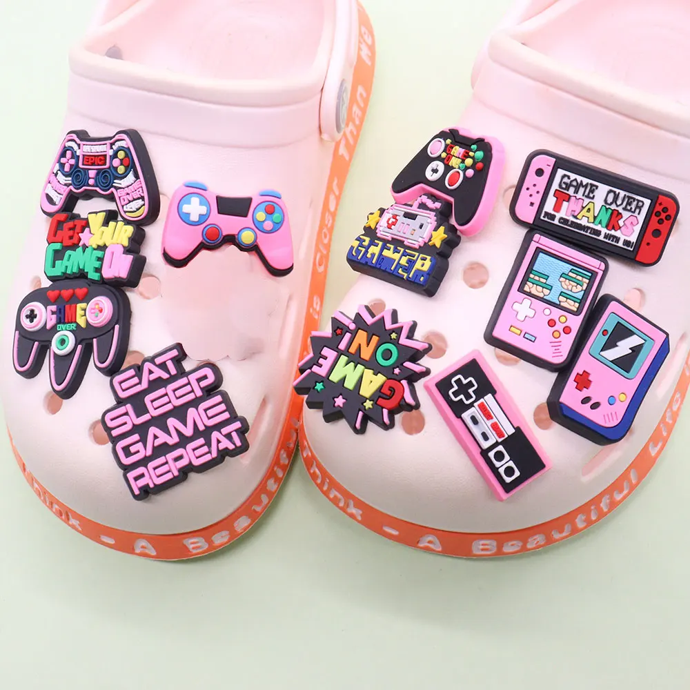 Get Your Game On Eat Sleep Gamepad, PVC Shoe Charms, Garden Shoes, Button Accessrespiration, Hole Slipper Decorations, peuvTeens Gift, 1Pc