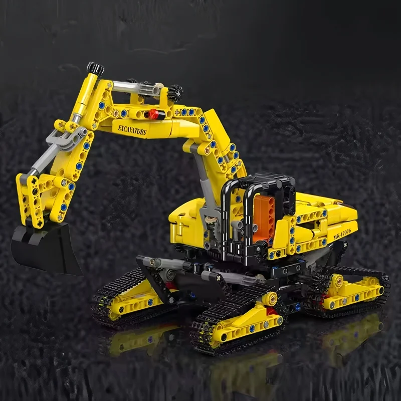 Molde rei 17076 caminhão técnico brinquedos o futuro escavadeira bloco de construção montagem enginerring carro tijolo conjunto crianças presente natal