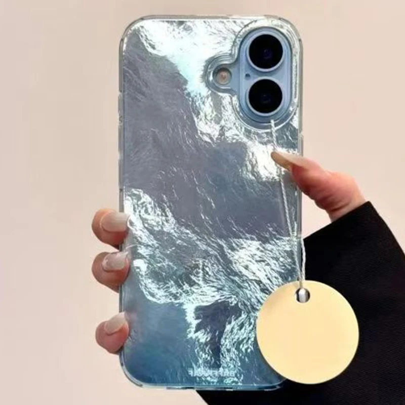 INS Style Blue Blending Print Phone Case For iPhone 17 Cases iPhone 16 Pro Max 15 14 13 12 11 XS X XR 7 8 Plus 16E 17 Air Cover