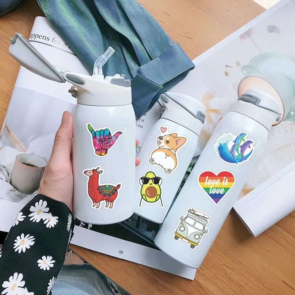 100 PCs Stickers Water Bottles Sticker Aesthetic Waterproof Cute Vsco Vinyl Stickers for Teens Girls Kids