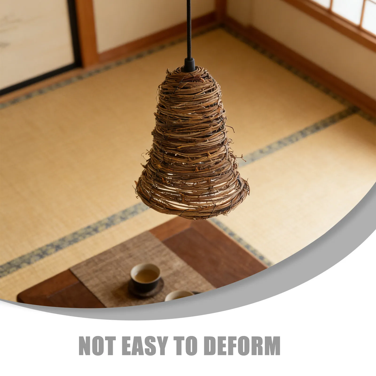 

Handwoven Small Rattan Bell Lamp Shade Handmade Vintage Farmhouse Wicker Bulb Guard Light Cover Replacement Table Floor