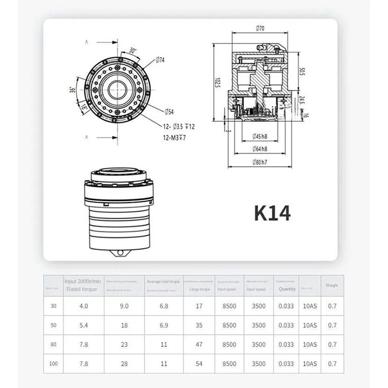 Wxk32-100 Harmonic Reducer, Hollow Transmission Precision Reducer for Industrial Collaborative Robot Arm Joint