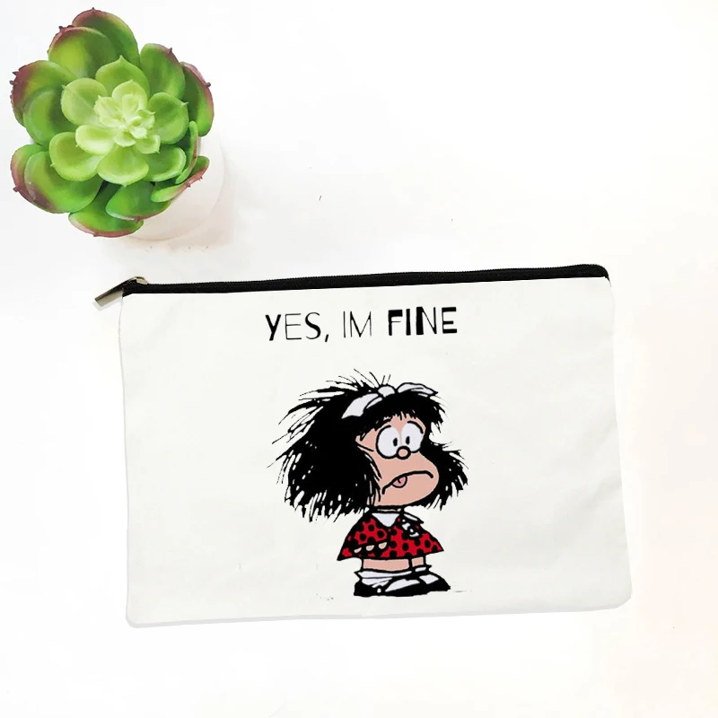 Cartoon Illustration Spanish Makeup Organizer Bag Bags Quiero Café Print Mujer Bolsas Travel Essentials Bachelorette Party Gifts