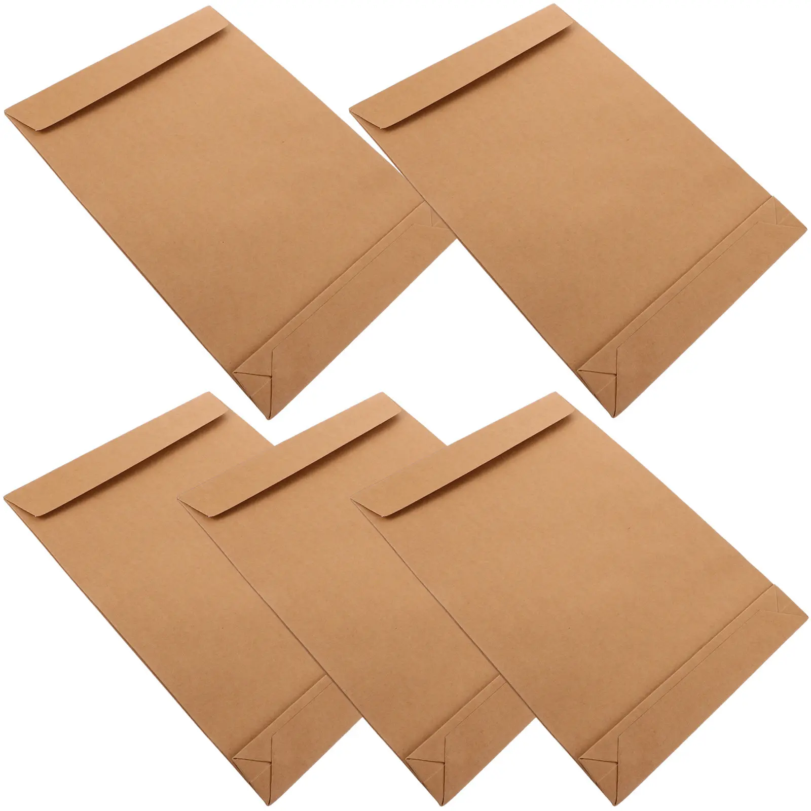 

5Pcs Kraft Paper File Folder Envelope Self-Adhesive Strip Document Organizer Packaging Bag for Shirts Gifts Small Brown Paper