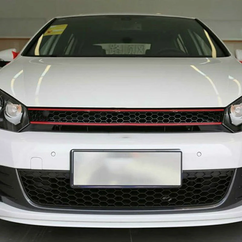 5 PC Universal แถบสะท้อนแสงรถสติกเกอร์ Auto ด้านหน้า Grille Mouldings สีแดงกันน้ําอุปกรณ์ตกแต่งรถยนต์ชิ้นส่วนภายนอก