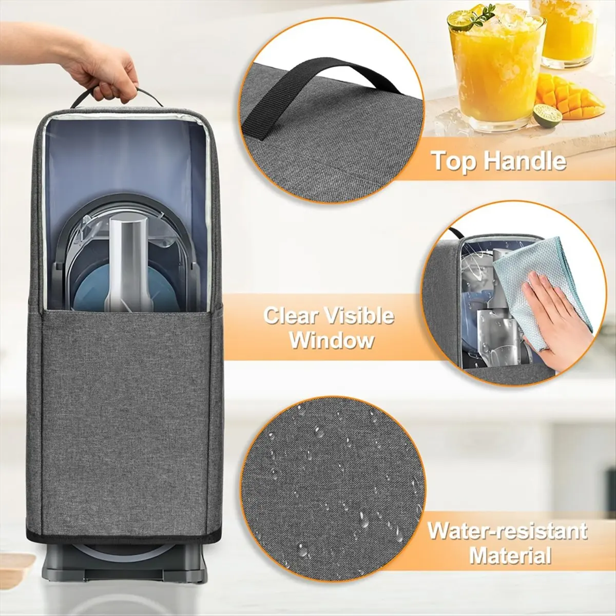 غطاء غبار الماكينة لصانع المشروبات Slushie FS301C/FS301، غطاء واقي مع نافذة وجيب مرئي