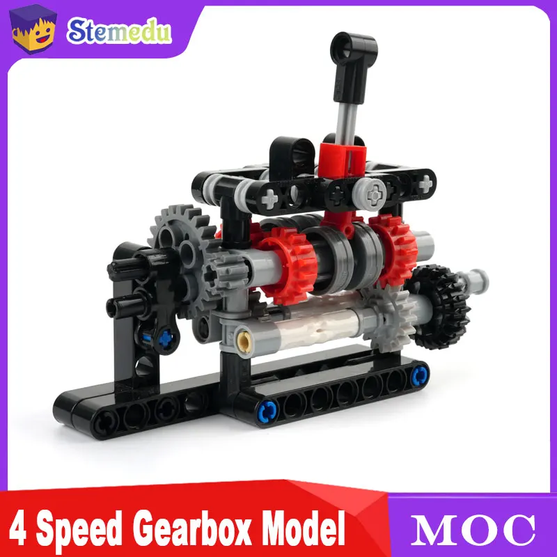 

MOC Высокотехнологичная 4-скоростная коробка передач DIY Комплект трансмиссии Мотор Строительные кирпичи Сборная игрушка для инженерных проектов