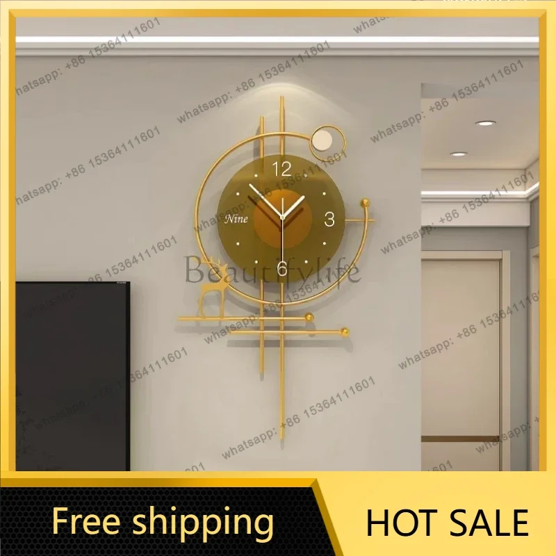 LJY Wall Clock Minimalist Classic Design Silent Metal Frame Luxury for Living Room Office Study Library Decor