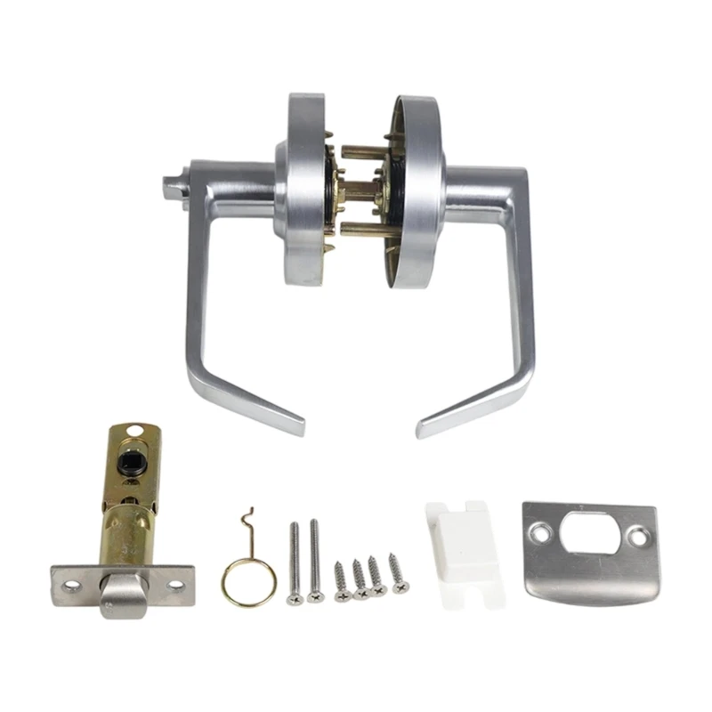 Door Levers Lock, Vacant Occupied Privacy Door Lock with Lever Handles, Window, Brushed Silver Finish M4YD