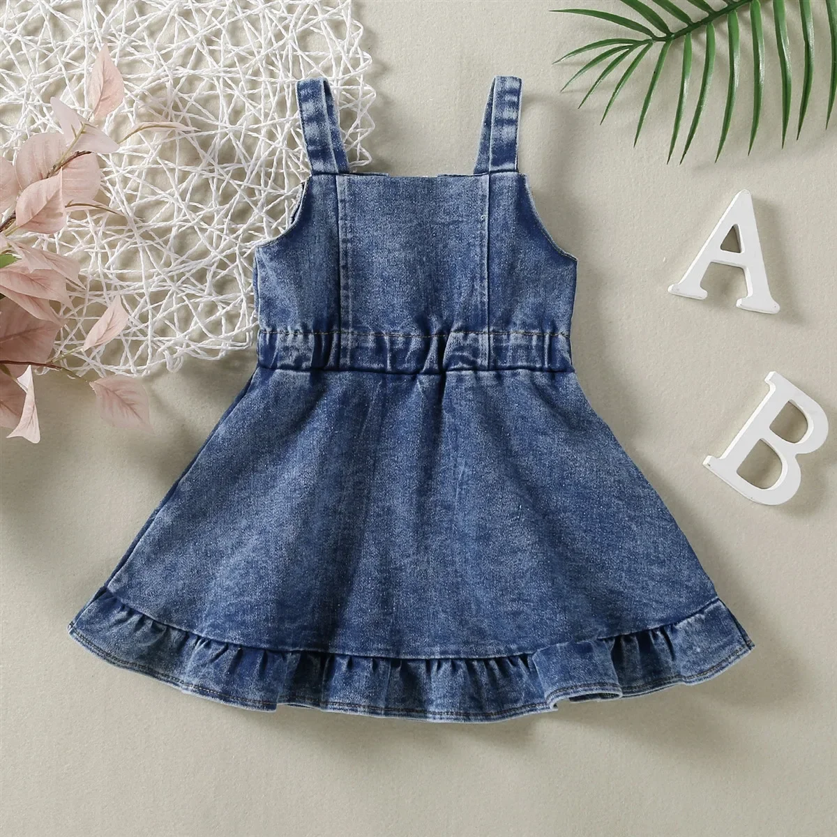 

2026 Baby Girl's Denim Dress Children's Backless Overalls Clothing Kids Fashion Outfit Baby Girl's Clothing