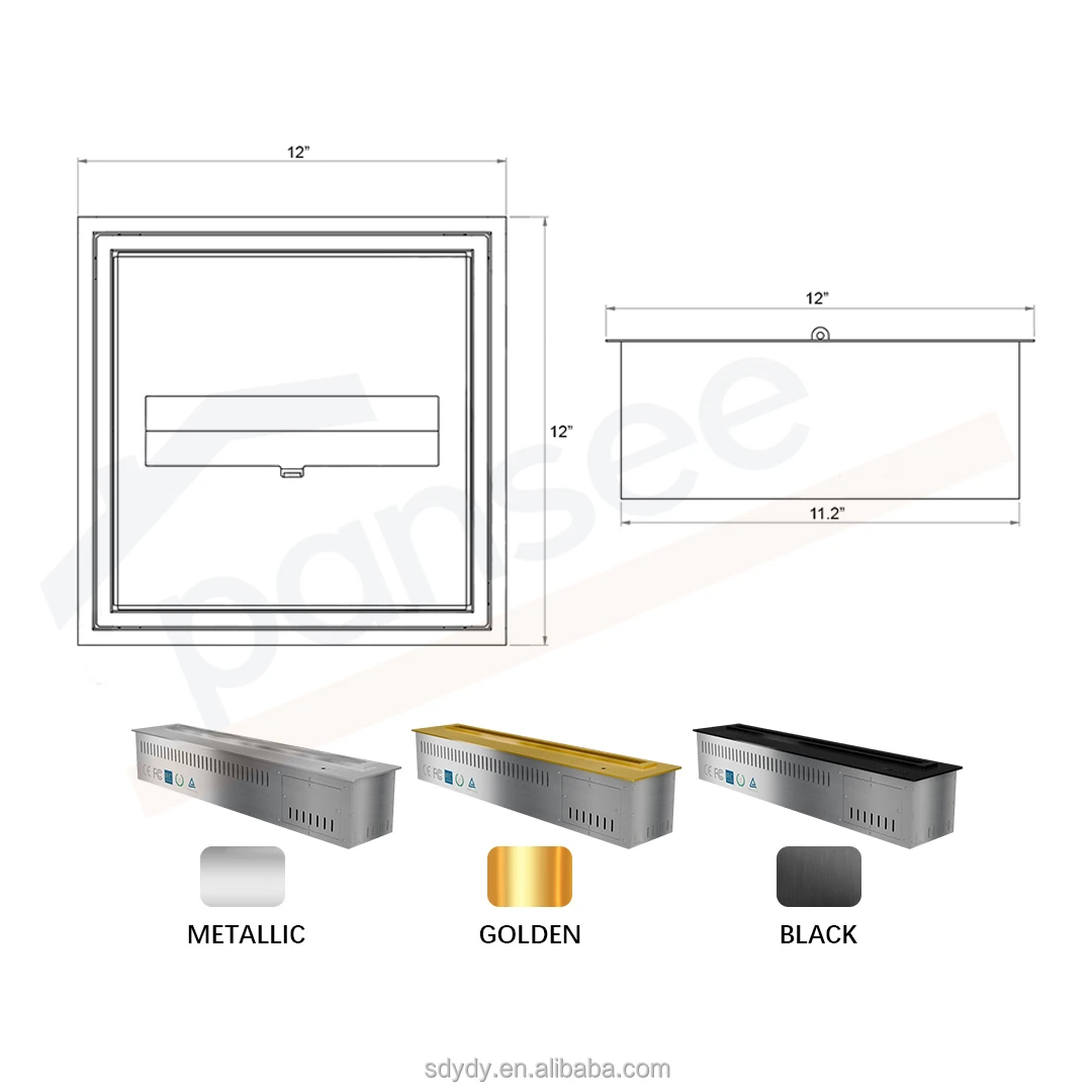 Bioethanol Fireplace, 12-Inch 304 Stainless Steel Fireplace Insert, Smart WiFi Fireplace, Ventless Fireplace, Real Flame Indoor