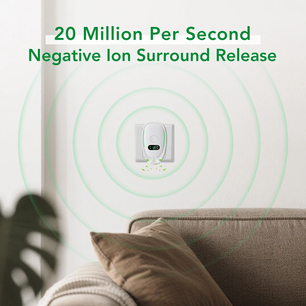 Plug-in purificador de ar gerador de íons negativos mini ionizador de ar poeira fumaça odor remover para casa banheiro pet purificador de ar ambientador