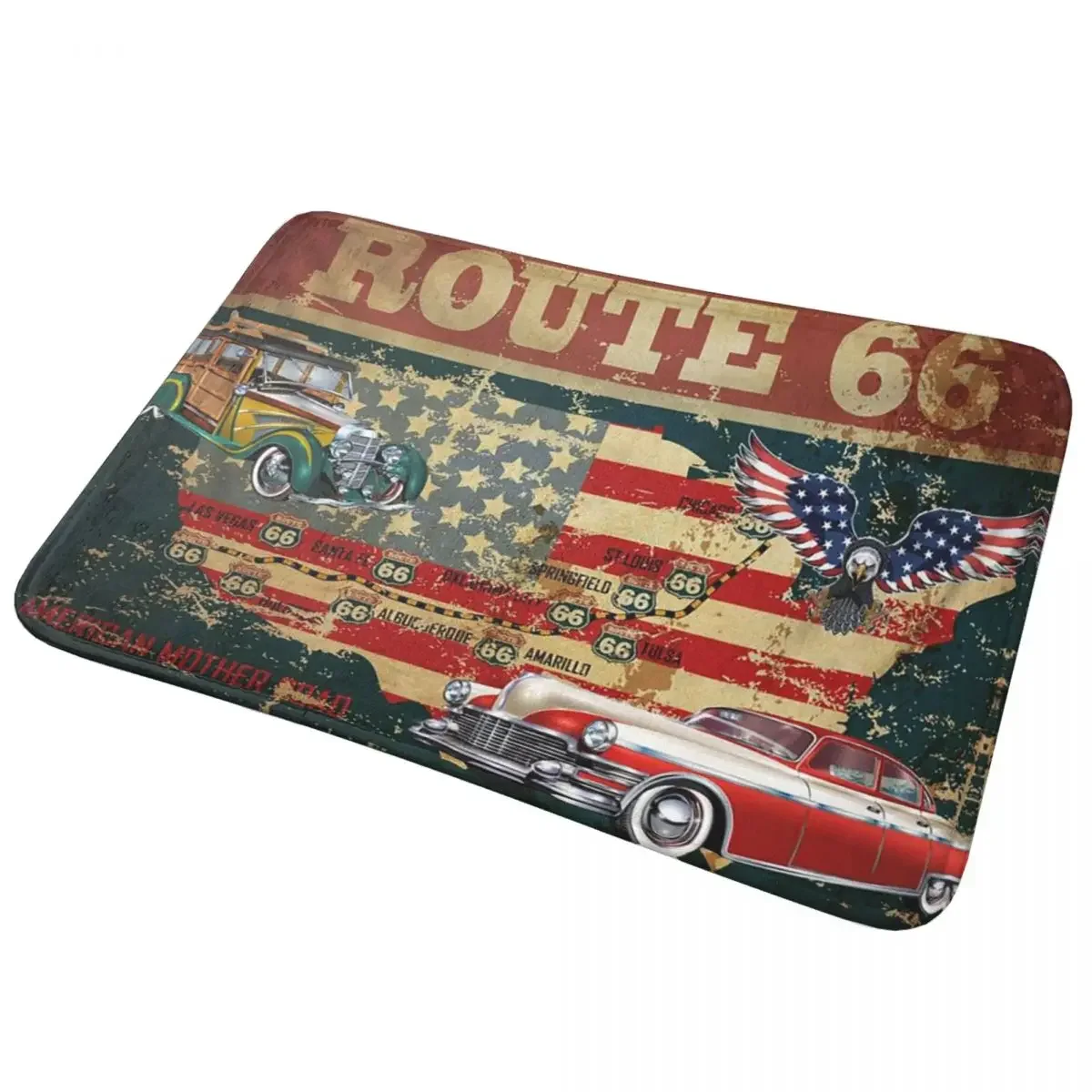 

Коврик для пола Route 66, нескользящий, впитывающий, для кухни, прихожей, дома, ванной комнаты, напольный коврик, коврик для ног