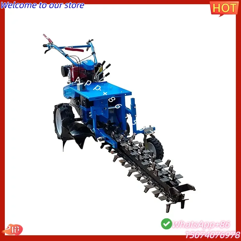 2026 2026 Hot Sales Durable Trencher Digger Noise Reduction Quick Start Stable Operation Hand Operated Chain Ditching Machine