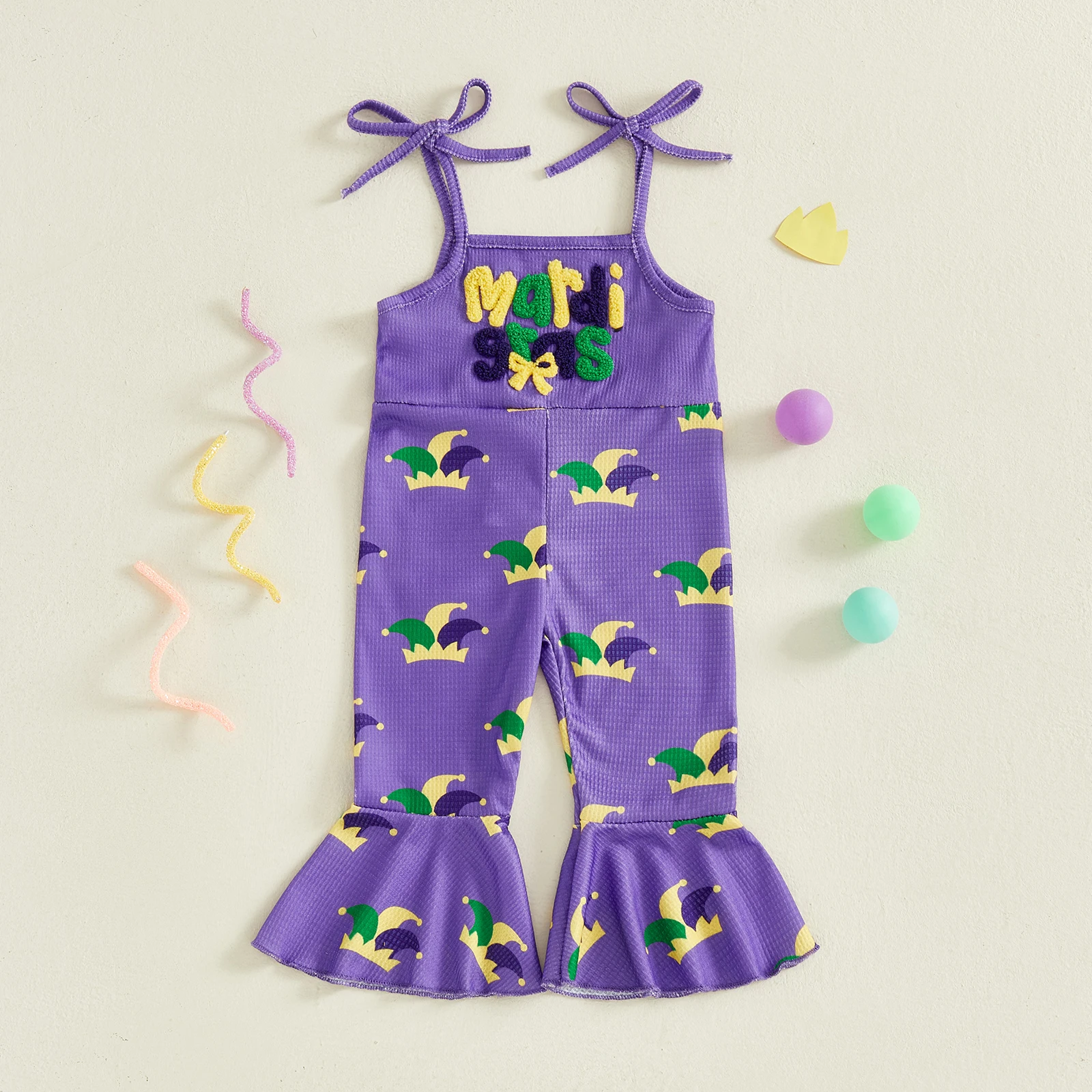 

Cute Baby Girl Easter Romper Floral Print Ruffle Sleeveless Jumpsuit Toddler Summer Outfit with Bow Headband