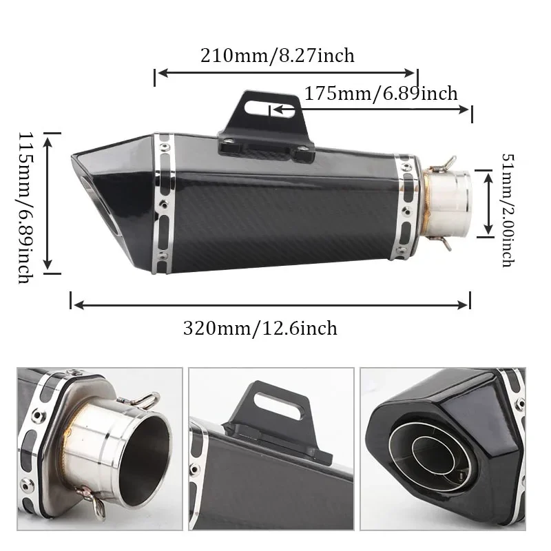 Universal Motorcycle Exhaust Muffler With Stickers Db killer 36-51mm For Z900 GSXR1000 SV650 R6 R3 ZX6R ZX10 K7 MT07