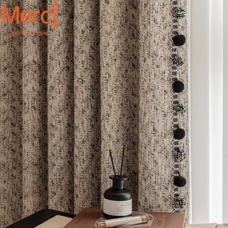 New Italian Minimalist Style Black White Gray Children's Room Jacquard Curtains for Living Dining Room Bedroom Custom Size Decor