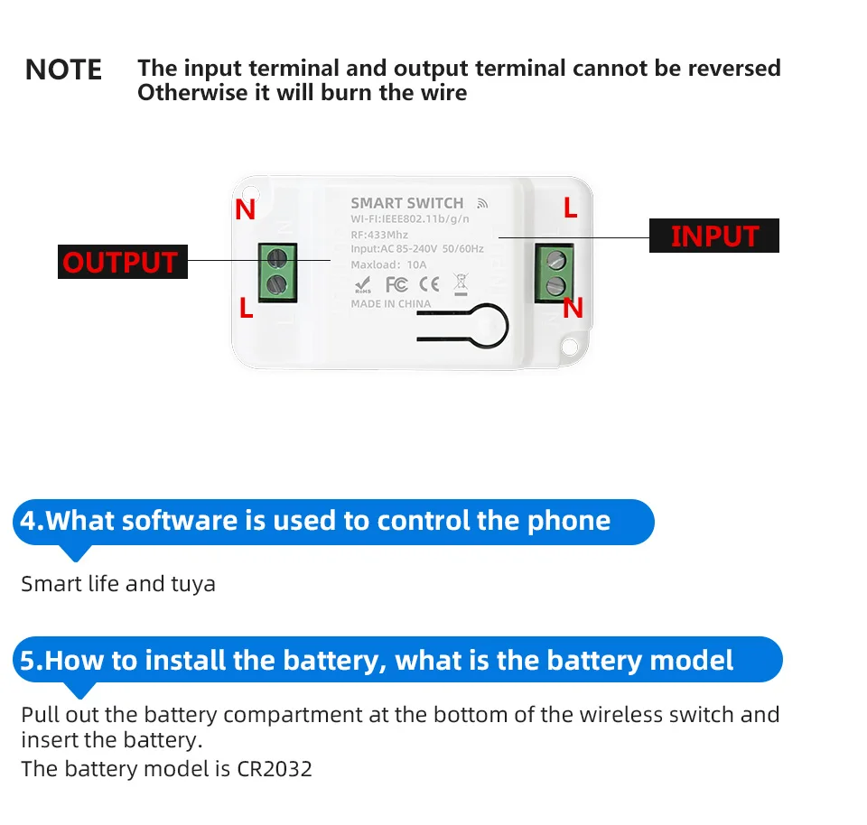 WIFI-переключатель Tuya Smart Life APP Кнопочный выключатель света RF 433 МГц Приемник Настенная панель DIY Релейный модуль Таймер Google Home Alexa