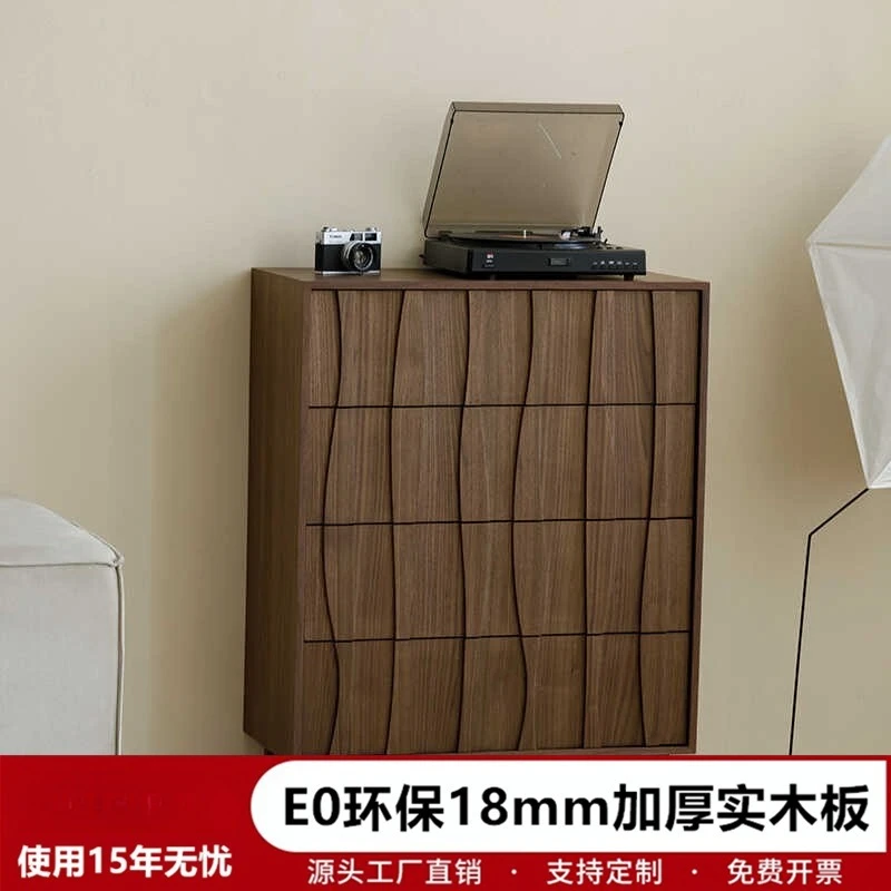 simple black walnut solid wood four-chest cabinet master bedroom drawer
