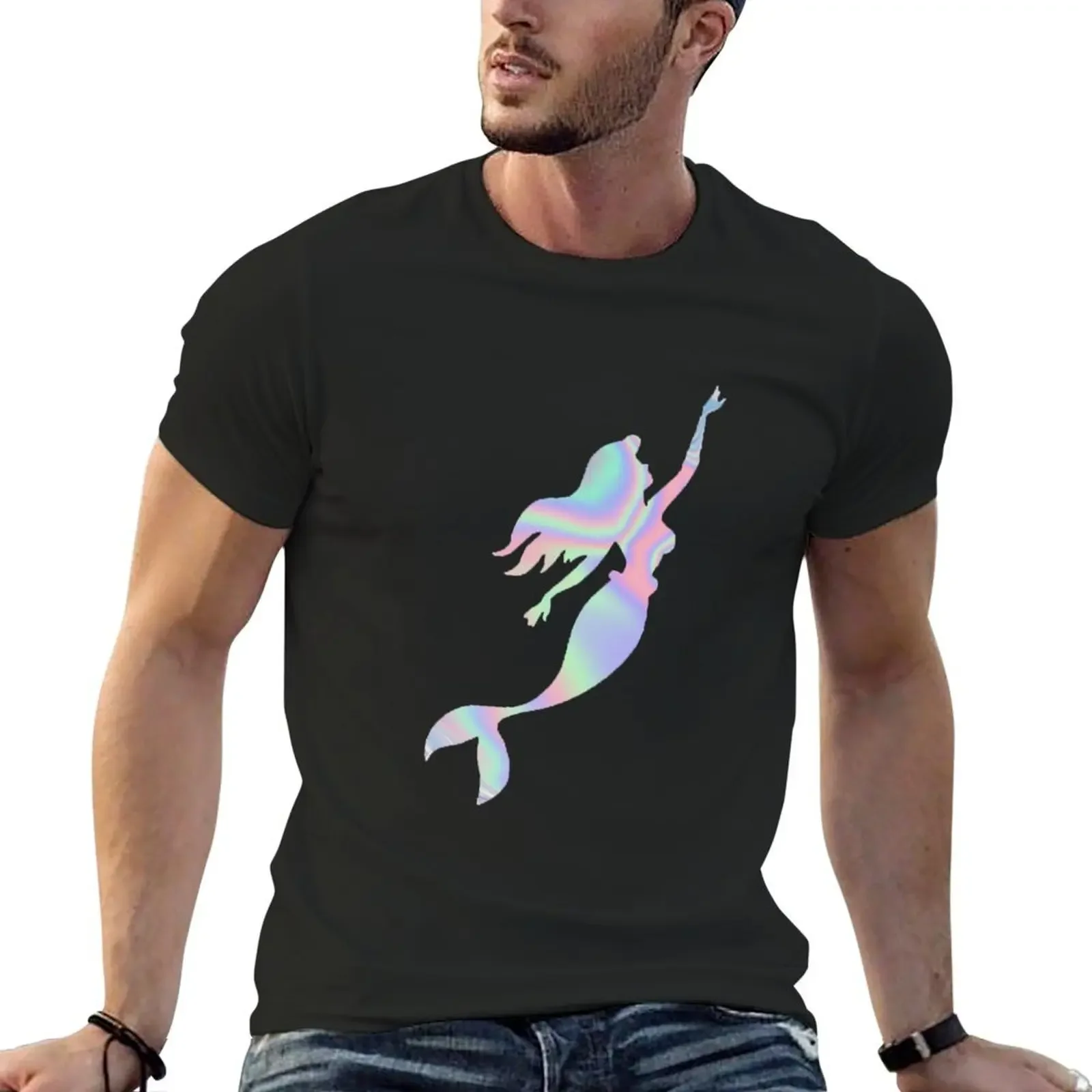 

Holo Mermaid T-Shirt cotton graphic tees boys animal print vintage anime shirt kawaii clothes mens designer t shirt