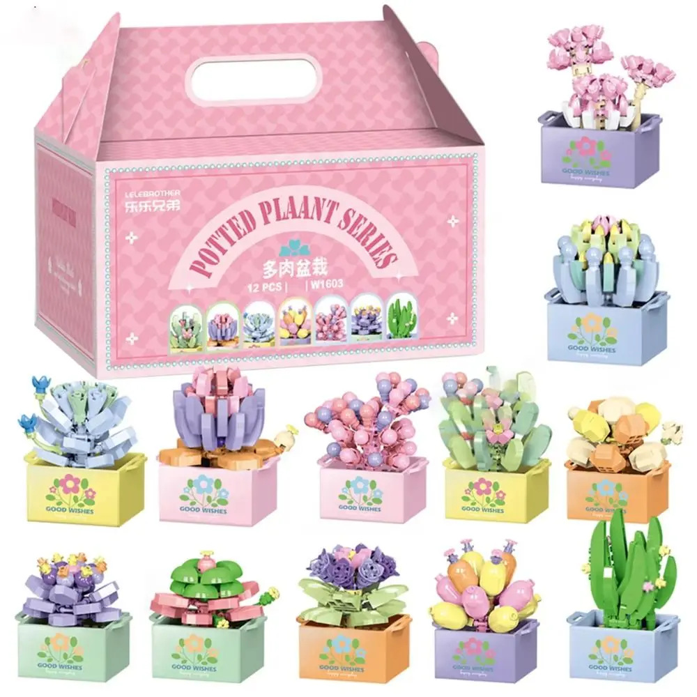 

Новый конструктор-букет из кирпичиков для девочек: Декор для дома и рабочего стола, модель вечного букета суккулентов в горшке