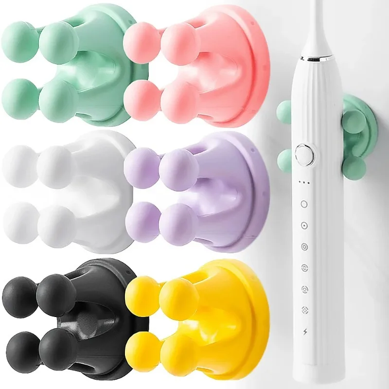 Silicone Toothbrush Holder Waterproof Adhesive Wall Mounted Hanging Towel Key Cable Hooks Plug Dorm Bathroom Kitchen Organizer