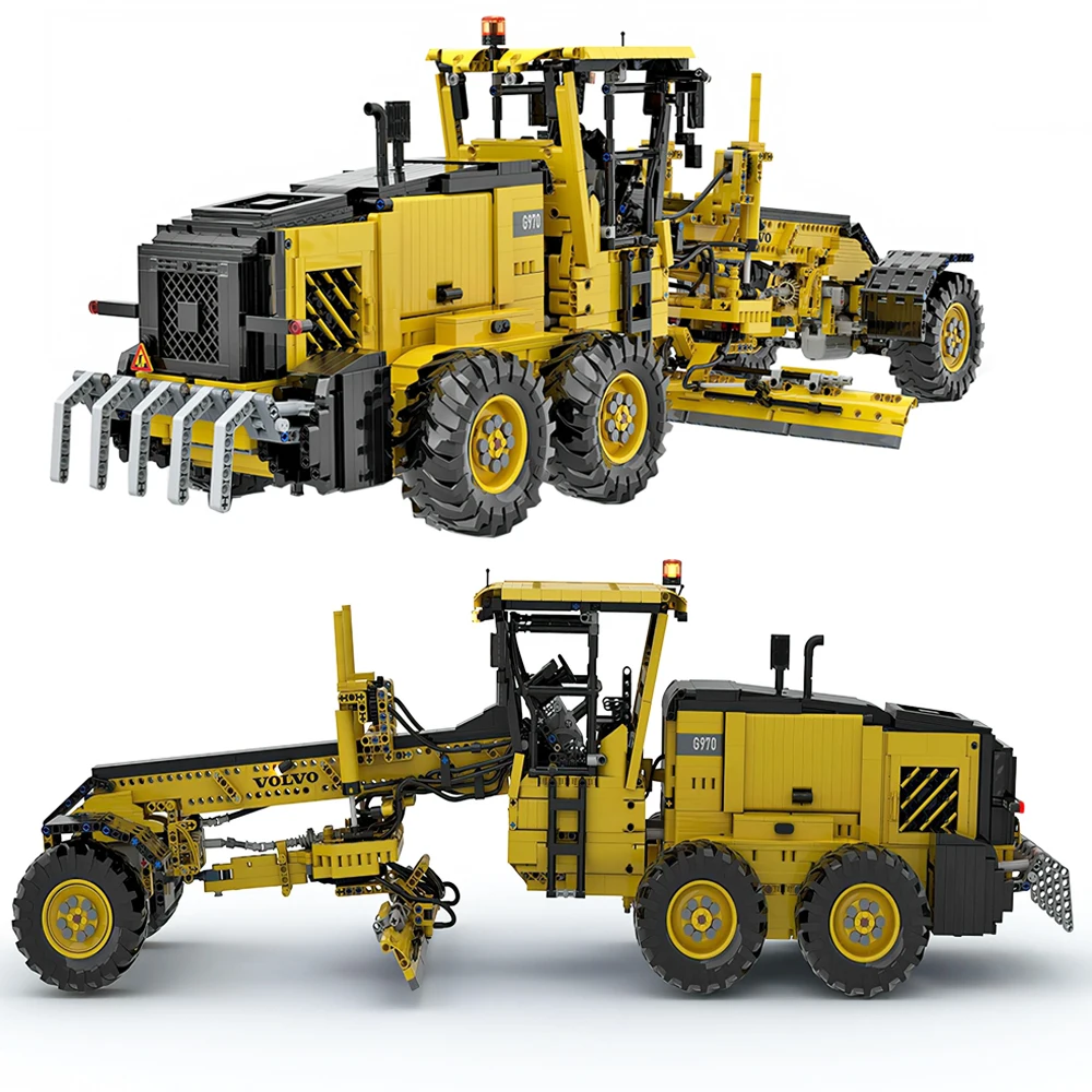 4855PCS MOC RC city Engineering Series G970 Motor Grader DIY creative ideas ChildrenToy birthdayGift Technology Blocks MOC-54777