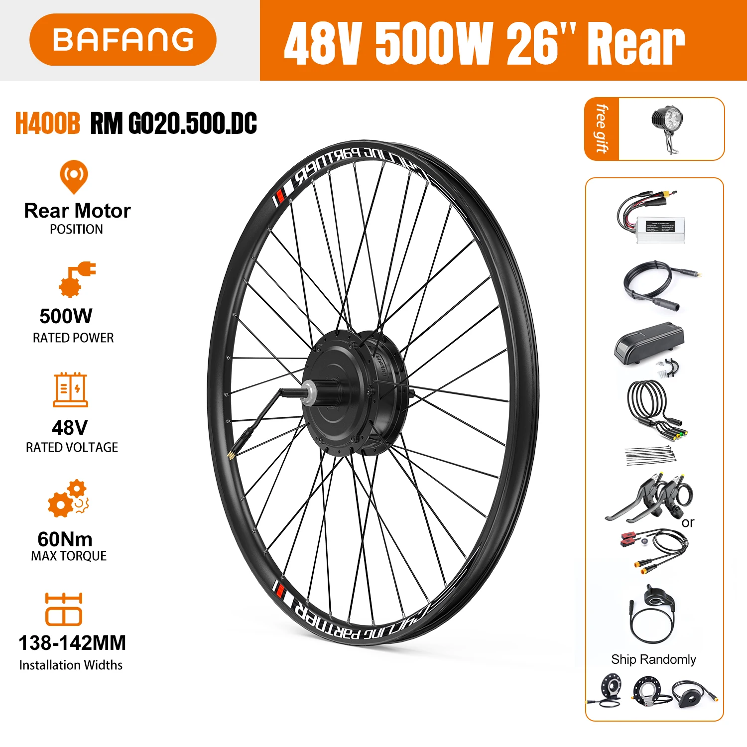 Bafang 48V 500W/750Wリアモーター電動自転車変換キット - 26インチ