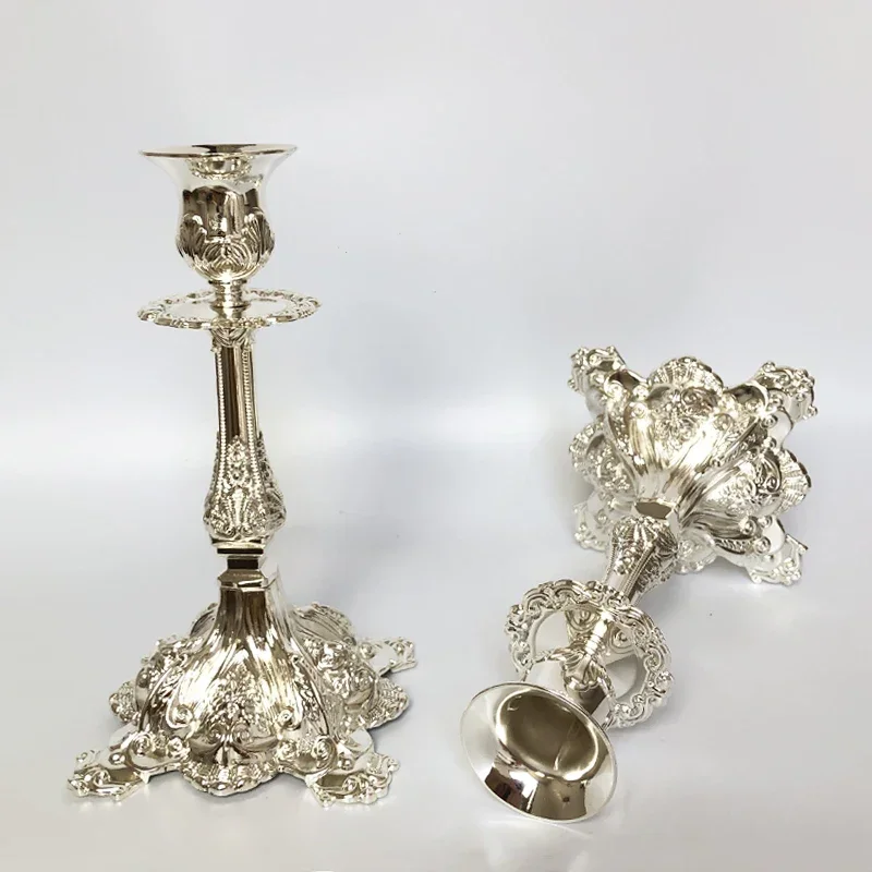 Metal Gold Silver Single Arm Candle Holders Home Romantic Candlelight Dinner Props Hotel Wedding Party Stick Candle Stand Decor